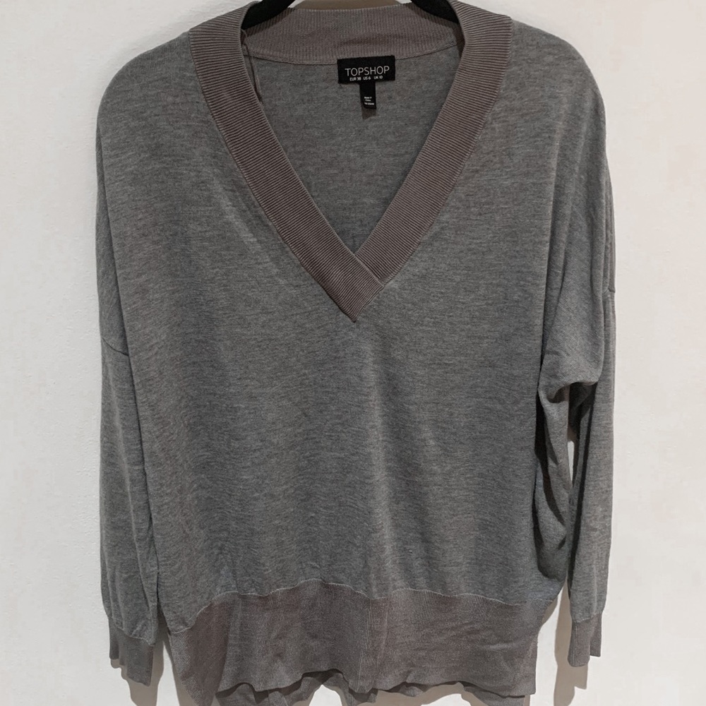 Grey TOPSHOP sweater with hem detail